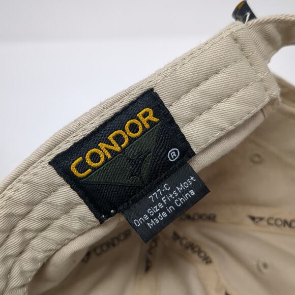Condor Slideback Baseball Cap Beige One Size Adjustable Vented Holes 6 Panel - Picture 9 of 10